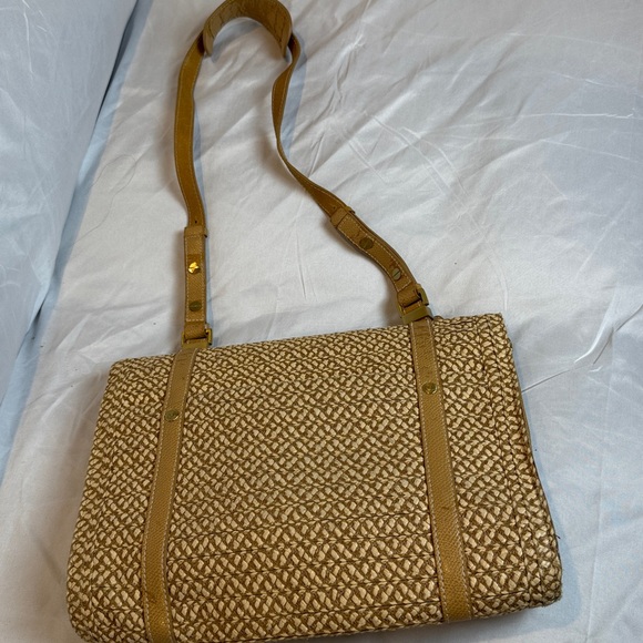 ERIC JAVITS Raffia shoulder bag,linen!Vintage! - Picture 6 of 7